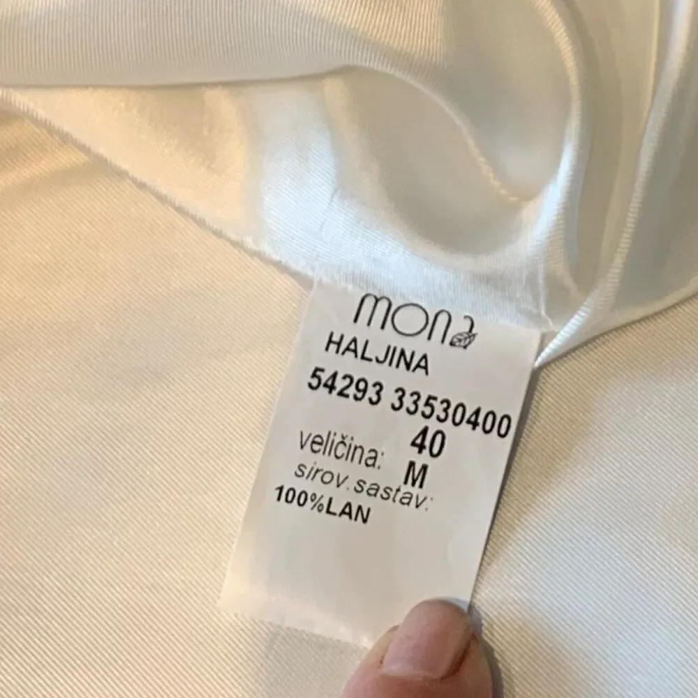 White Zip-Front Linen A-Line Dress - Picture 15 of 16